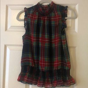 Sleeveless Plaid Blouse